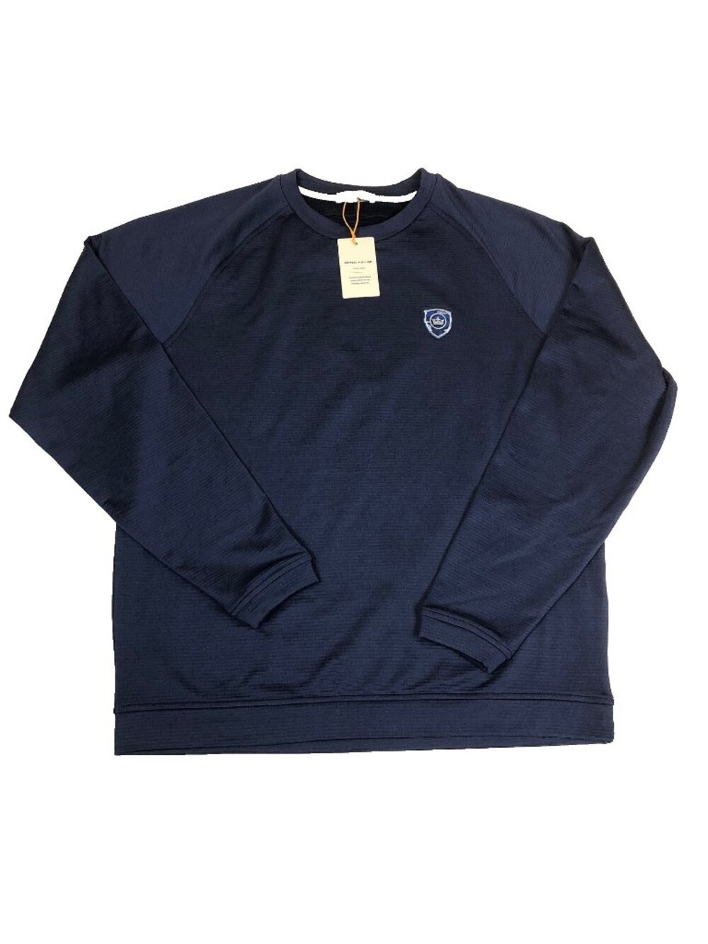 NWT Peter Millar Mens Blue Beaumont Performance Crew LS Pullover Medium $145